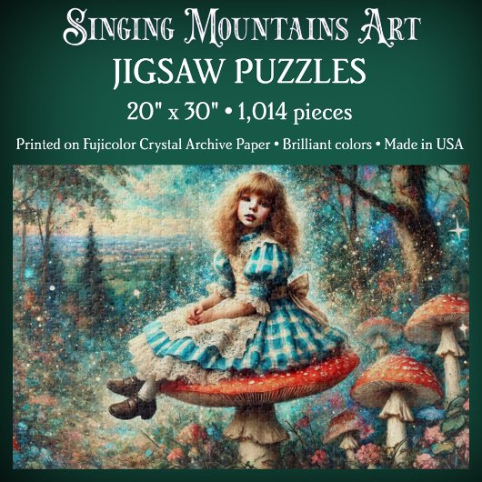 Pretty Watercolor Wonderland Alice On Mushroom Legpuzzel