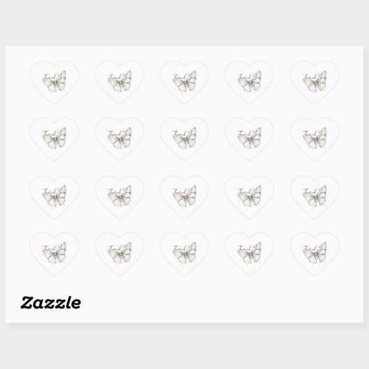 Pretty White Blue Butterfly Bruiloftsfeest Hart Sticker (Vel)