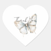 Pretty White Blue Butterfly Bruiloftsfeest Hart Sticker (Voorkant)