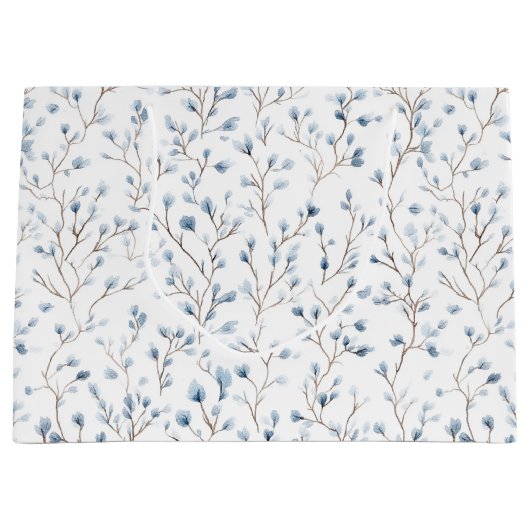 Pretty White Blue Floral Bridal Shower Groot Cadeauzakje (Voorkant)