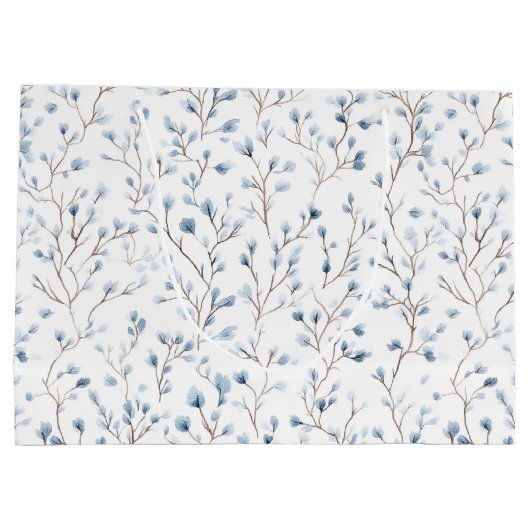 Pretty White Blue Floral Bridal Shower Groot Cadeauzakje (Achterkant)