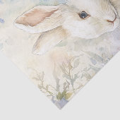 Pretty White Bunny Sitting in Patch of Wildflowers Tissuepapier (Detail)