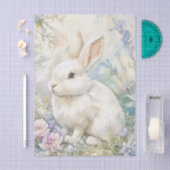 Pretty White Bunny Sitting in Patch of Wildflowers Tissuepapier (Craft)