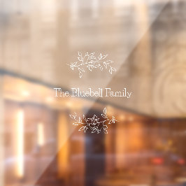 Pretty White Elegant Family Name Botanical Leaf Raamsticker