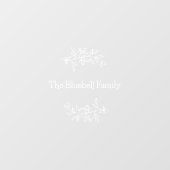 Pretty White Elegant Family Name Botanical Leaf Raamsticker (Vel)