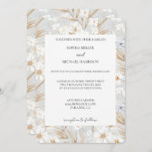 Pretty White Flowers Blue Butterflies Wedding Kaart (Voorkant / Achterkant)