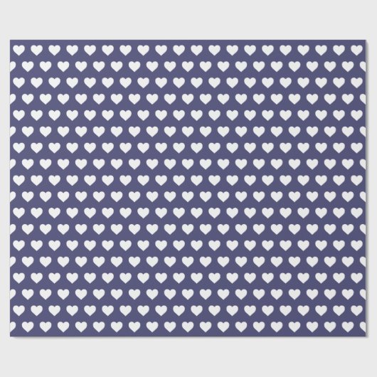 Pretty White Hearts Pattern Blauw Inpakpapier (Vlak)