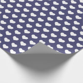 Pretty White Hearts Pattern Blauw Inpakpapier (Hoek)