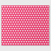 Pretty White Hearts Pattern Diva Roze Cadeaupapier (Vlak)