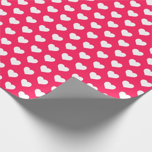 Pretty White Hearts Pattern Diva Roze Cadeaupapier (Hoek)