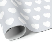Pretty White Hearts Pattern Pastelblauw Cadeaupapier (Rol Hoek)