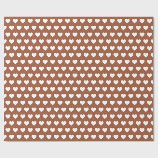 Pretty White Hearts Pattern Terracotta Cadeaupapier (Vlak)