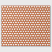 Pretty White Hearts Pattern Verbrand Oranje Cadeaupapier (Vlak)