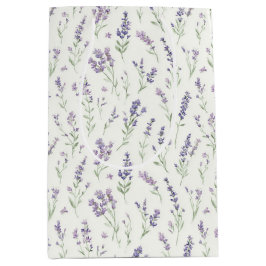 Pretty White Lavender Flowers Bridal Shower   Medium Cadeauzakje