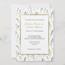 Pretty White Lavender Flowers Wedding Kaart