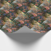 Pretty white orange cat in floral garden cadeaupapier (Hoek)