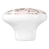 Pretty White Pink Flowers Keramische Knop (Zijkant)