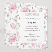 Pretty White Pink Roses Floral Birthday Kaart (Voorkant / Achterkant)