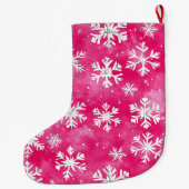 Pretty White Pink Silver Snowflakes Christmas Grote Kerstsok (Achterkant)