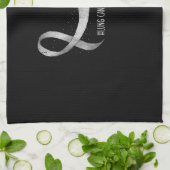 Pretty White Ribbon Support Lung Cancer Awareness. Theedoek (Gevouwen)