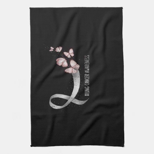 Pretty White Ribbon Support Lung Cancer Awareness. Theedoek (Verticaal)