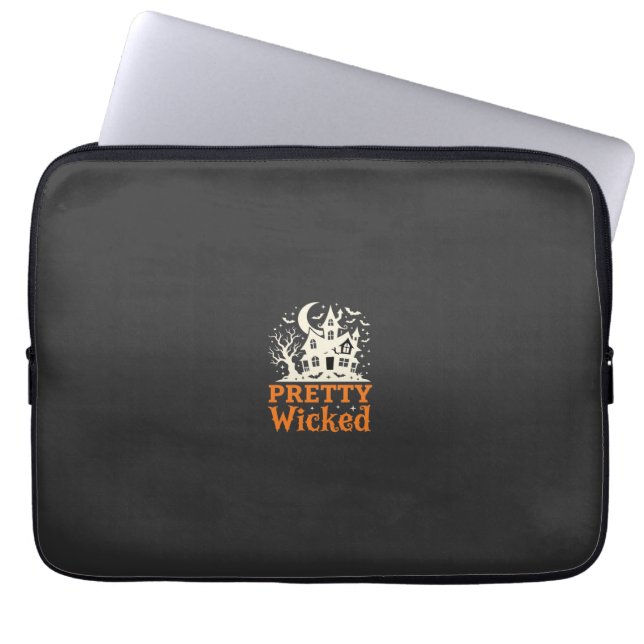 Pretty Wicked Halloween Haunted House_1 Laptop Sleeve (Voorkant)