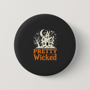 Pretty Wicked Halloween Haunted House_1 Ronde Button 5,7 Cm