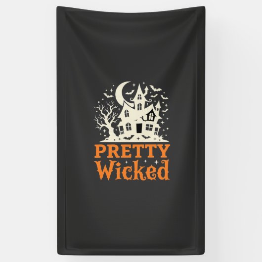 Pretty Wicked Halloween Haunted House_1 Spandoek (Verticaal)
