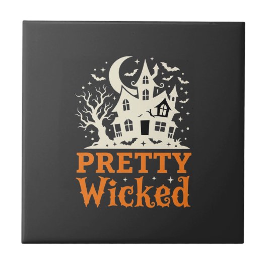 Pretty Wicked Halloween Haunted House_1 Tegeltje (Voorkant)