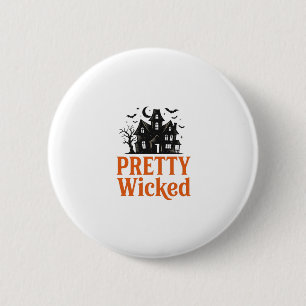 Pretty Wicked Vintage Halloween Geheime Huis T-shi Ronde Button 5,7 Cm