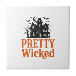 Pretty Wicked Vintage Halloween Geheime Huis T-shi Tegeltje
