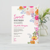 Pretty Wildflowers Sweet Sixteen Kaart (Staand voorkant)