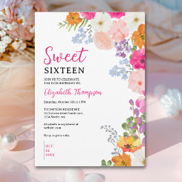 Pretty Wildflowers Sweet Sixteen Kaart