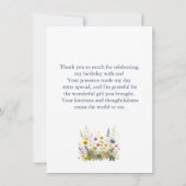 Pretty Wildflowers Verjaardagsfeestje  Bedankkaart (Achterkant)