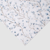 Pretty Witte Blauwe Bloemige Bruids-Shower Tissuepapier (Detail)