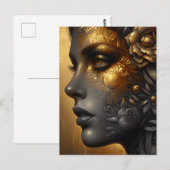 Pretty Woman in Gold | Blank Briefkaart (Voorkant / Achterkant)