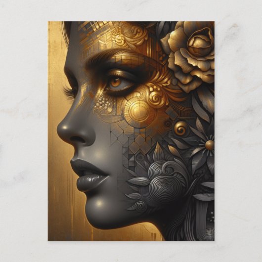 Pretty Woman in Gold | Blank Briefkaart (Voorkant)