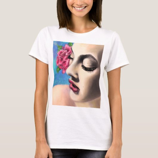 Pretty Woman met roos T-shirt (Voorkant)