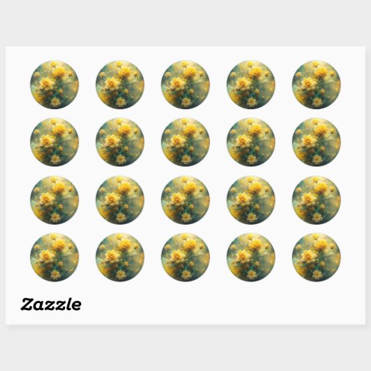 Pretty Yellow Flowers  Ronde Sticker (Vel)