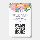 Pretty Yellow Pink Floral Pattern ID Photo Badge (Achterkant)