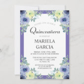 Pretty Yellow Purple Floral Quinceañera Birthday   Kaart (Voorkant)