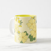 Pretty Yellow Summer Floral Pattern Tweekleurige Koffiemok (Voorkant links)