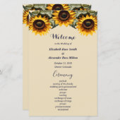 Pretty yellow sunflower elegant wedding program (Voorkant / Achterkant)