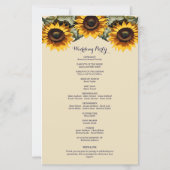 Pretty yellow sunflower elegant wedding program (Achterkant)