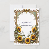 Pretty Yellow sunflower with art frame wedding  Bedankkaart (Achterkant)
