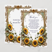 Pretty Yellow sunflower with art frame wedding  Bedankkaart (Voorkant / Achterkant)