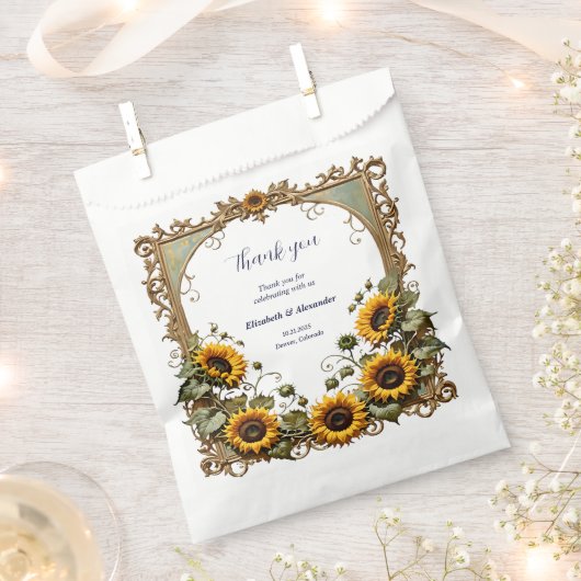 Pretty Yellow sunflower with art frame wedding  Bedankzakje (Geknipt)