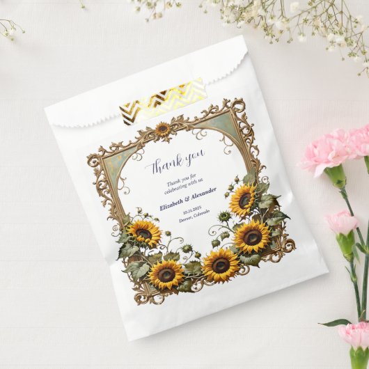Pretty Yellow sunflower with art frame wedding  Bedankzakje (Gezegeld)
