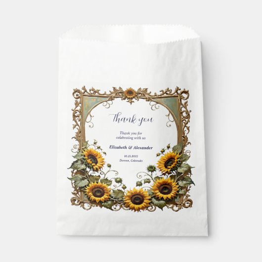 Pretty Yellow sunflower with art frame wedding  Bedankzakje (Voorkant)