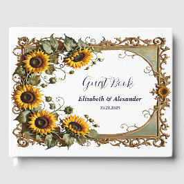 Pretty Yellow sunflower with art frame wedding  Gastenboek